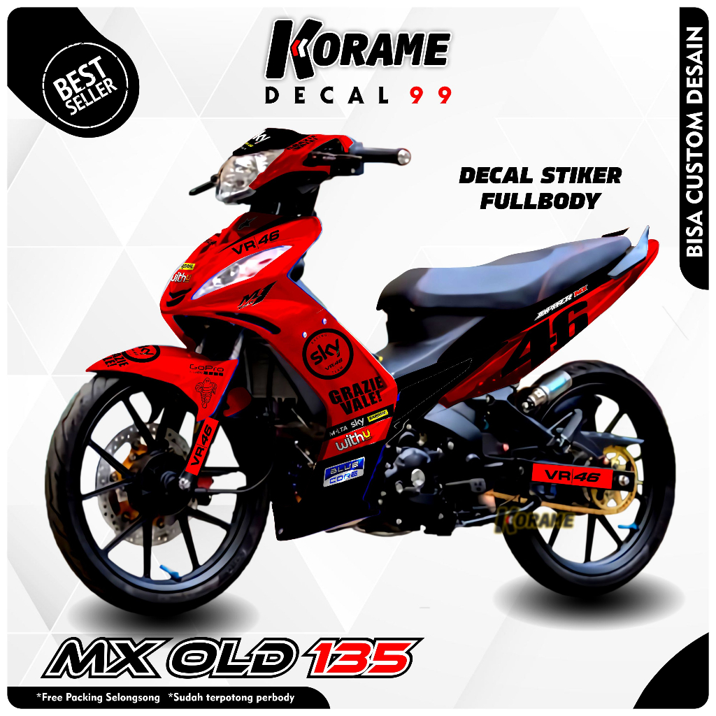 (COD) Decal Mx Old - Stiker Full body Mx Old 135 Grazie Vale Merah