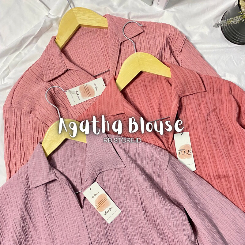 Kemeja Wanita Agatha Blouse Basic Lady Crush Oversize