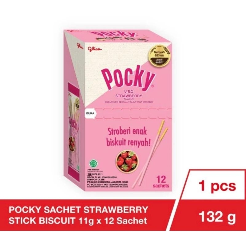 Glico Pocky sachet Strawberry Chocolate Stick Biscuit 132gr