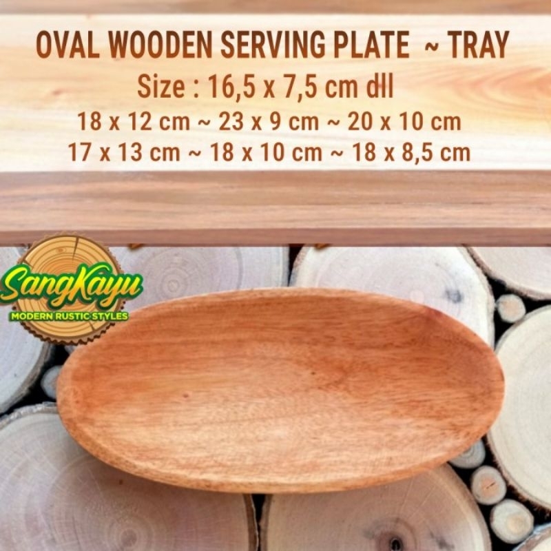 Piring kayu alami 16,5x7,5 wood plate tempat sambal saus mangkok saji