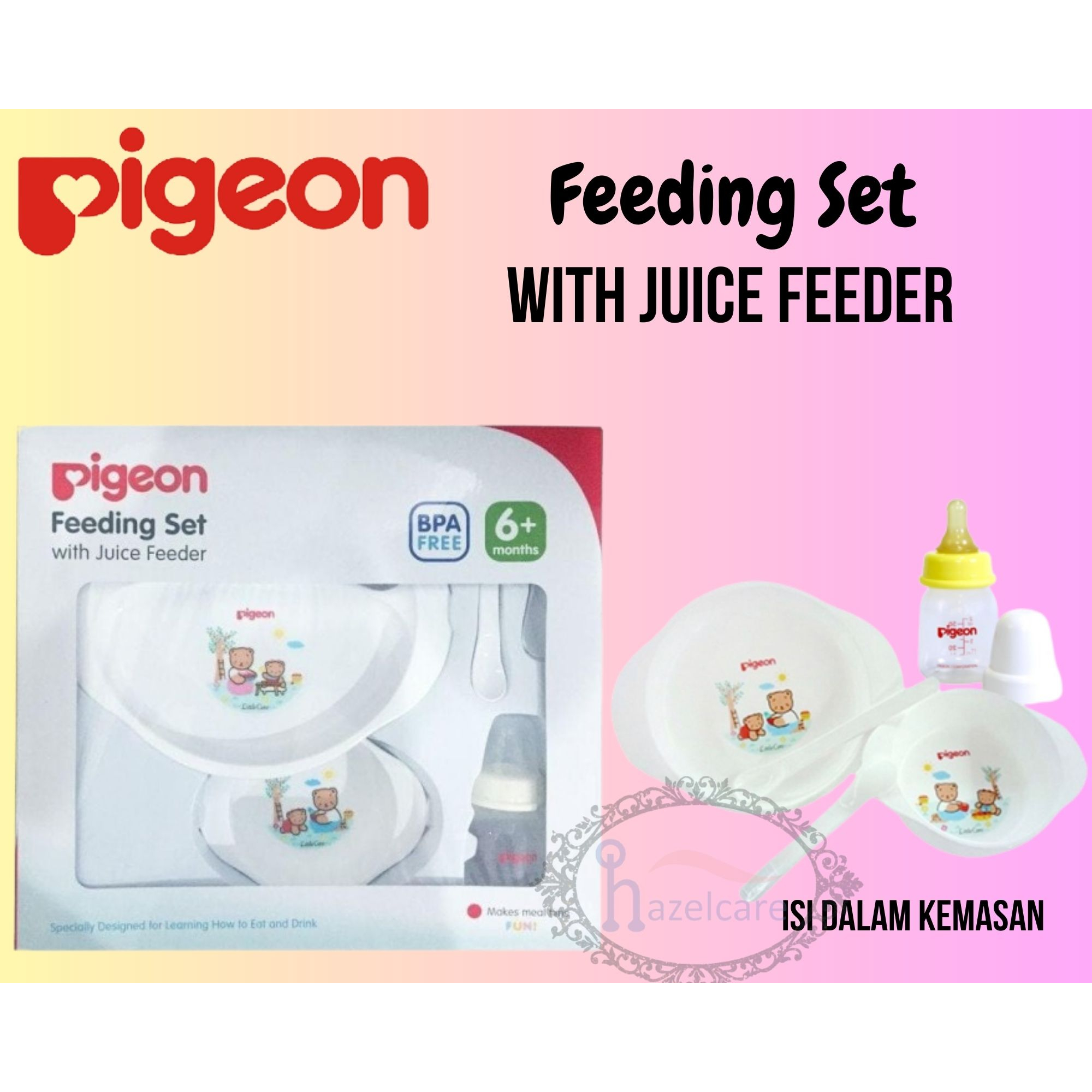 PIGEON Feeding Set With Juice Feeder - Peralatan Makan Bayi