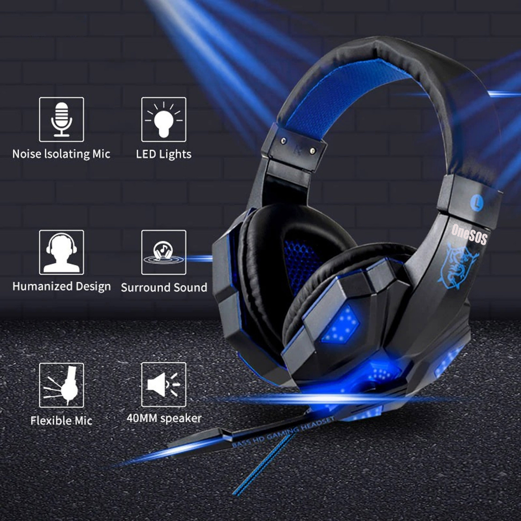 TERLARIS OneSOS Headset Gaming LED / Aerphone Game / Headfree / Earphone Stereo / Headset Gaming LED