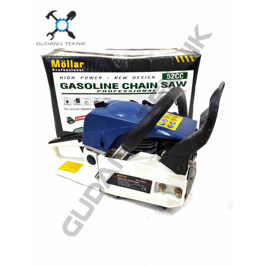 Gasoline Chainsaw 22&quot; GIGI 52cc MLR-GCS5222 MOLLAR / Mesin Gergaji Kayu Chain Saw 22 Inch GCS 5222 MOLLAR