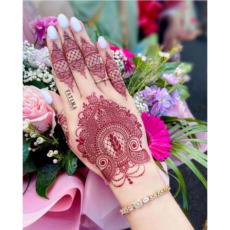 HENNA INSTAN STICKER MAROON FREE GLITER &amp; GEMS