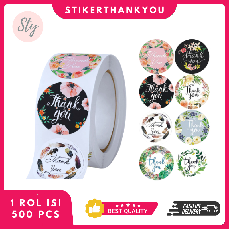 

Stiker Thank You 2,5CM Bulat 1 Roll isi 500Pcs 8 Motif Berbeda Label Olshop