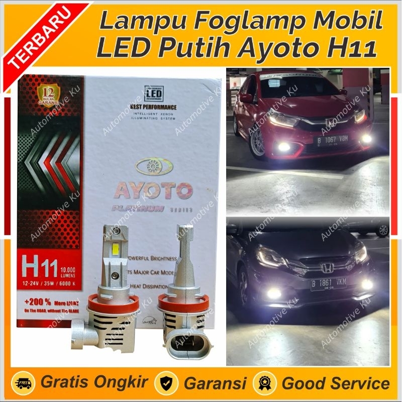 LAMPU KABUT FOGLAMP AYOTO H11 PUTIH & KUNING SINAR SUPER TERANG AWET HEMAT DAYA TEMBUS KABUT HUJAN J