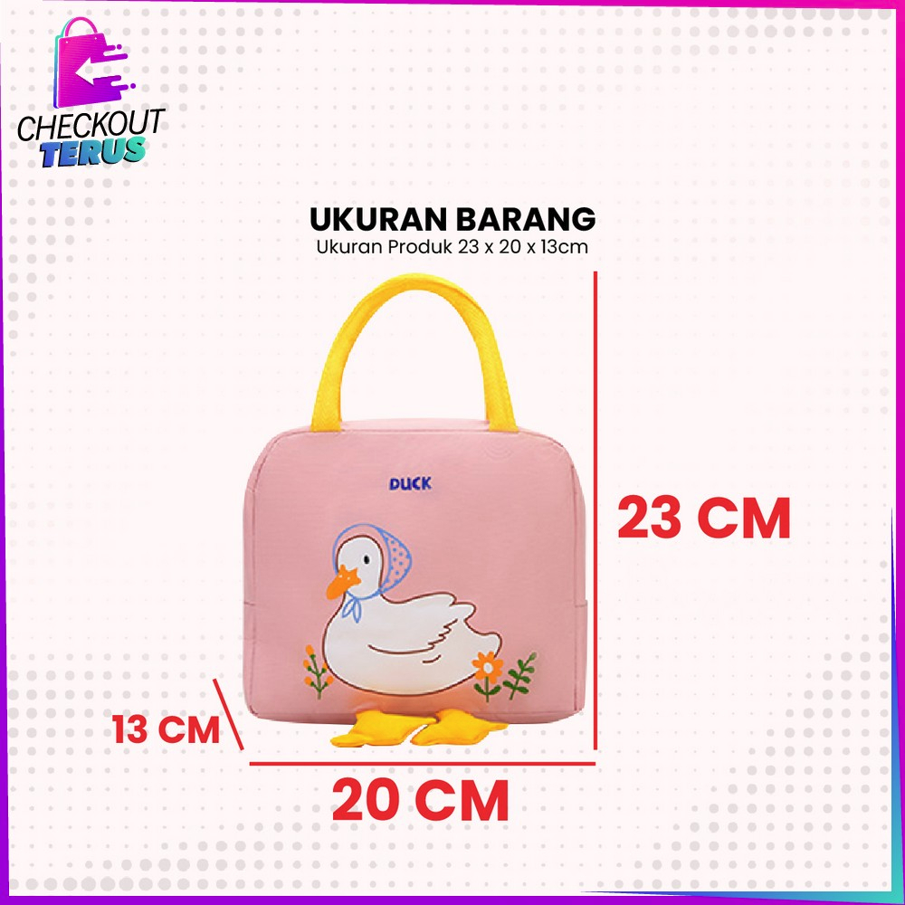 CT T45 Tas Bekal Makanan Karakter Bebek Serbaguna Travel Lunch Bag Dewasa dan Anak Sekolah Cooler Bag Tempat Bekal