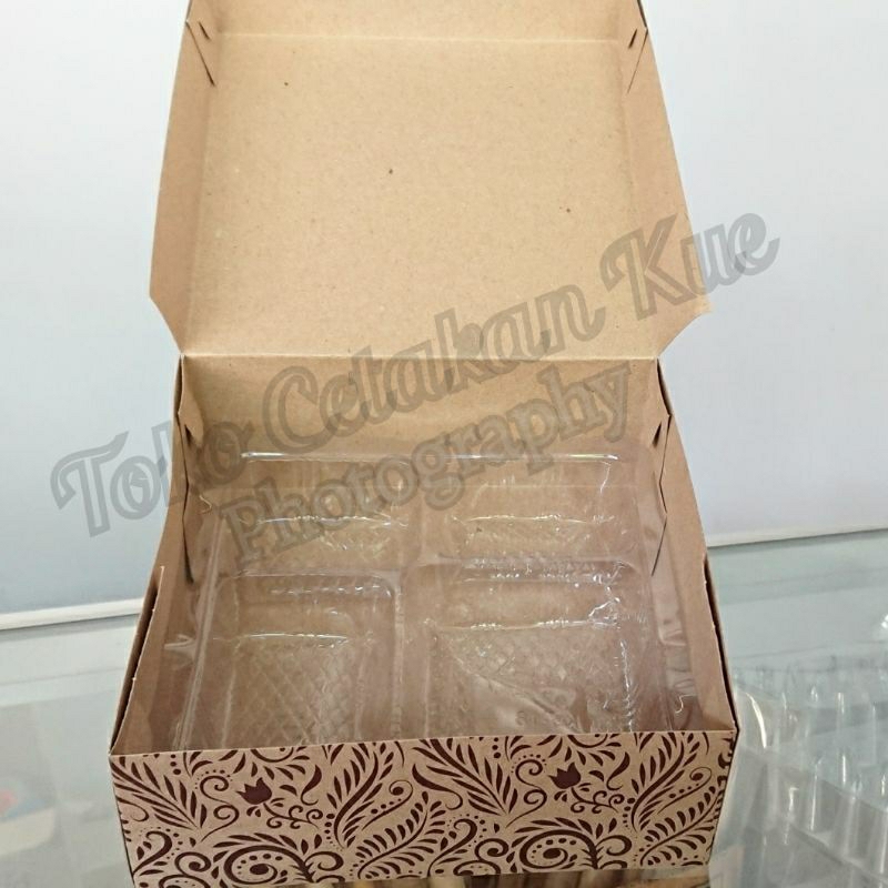 Ready Box Nasi Kotak Box Ukuran 18x18 Batik Coklat Terbaru