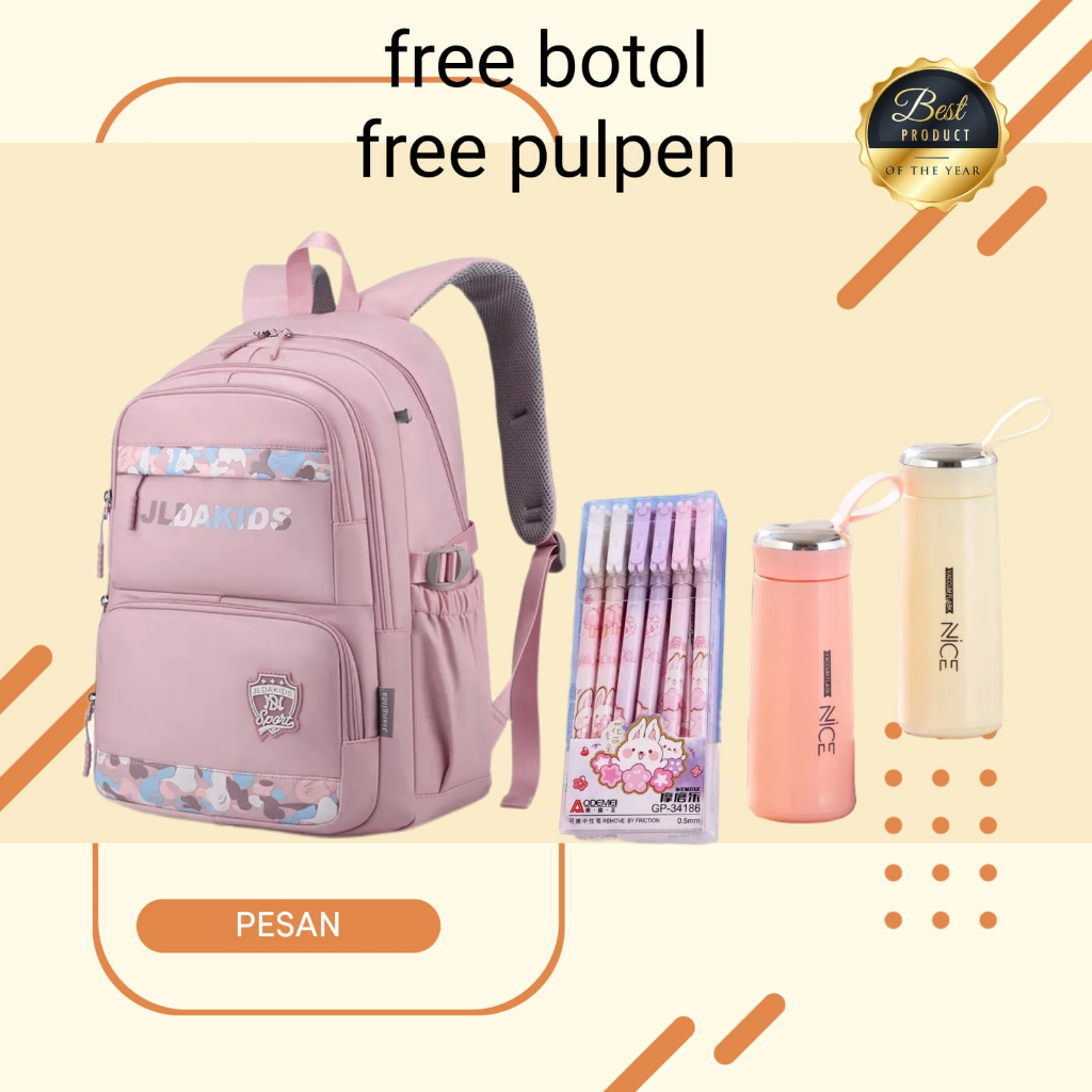 2023 Tas Punggung Ransel Wanita Import Backpack Cewek Impor (1 KG MUAT 2) JLD KIDS  FREE BOTOL