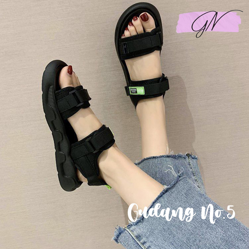 GN-1216-1B Sandal Gunung Yesplus Fashion Wanita Model Strap Dua Tali Belakang Import PVC