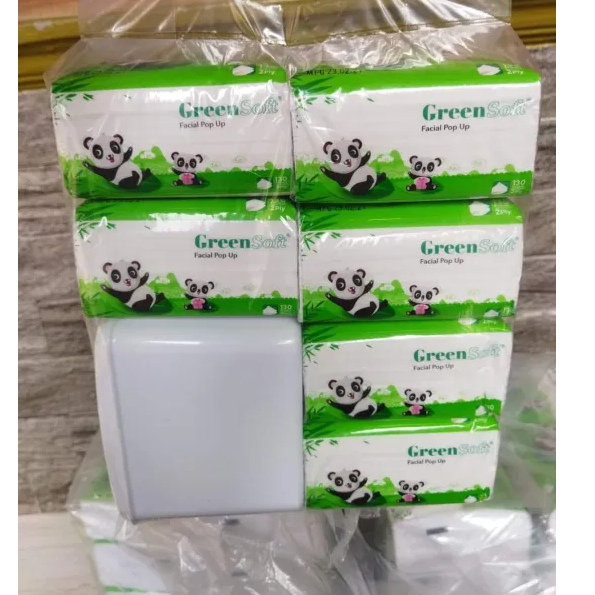 { Per Bendel isi 6 } Tissue Green Soft 6in1 Pop Up 130 Sheets-6in1 Free Box Tisue
