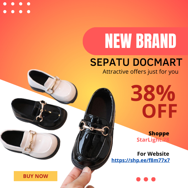 Sepatu anak perempuan trendy / Sepatu docmart anak perempuan motif kancing / Sepatu loafers anak per