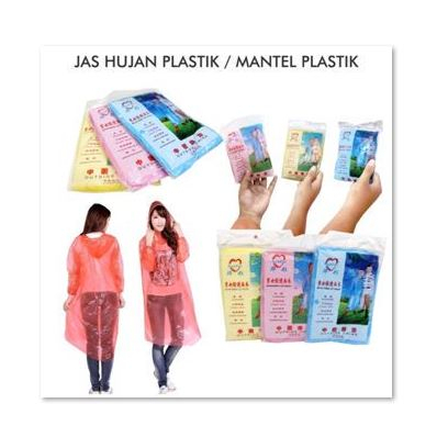 Jas Hujan Poncho Plastik Sekali Pakai Rain Coat Plastic Disposable Emergency baju Lengan Darurat [MF]