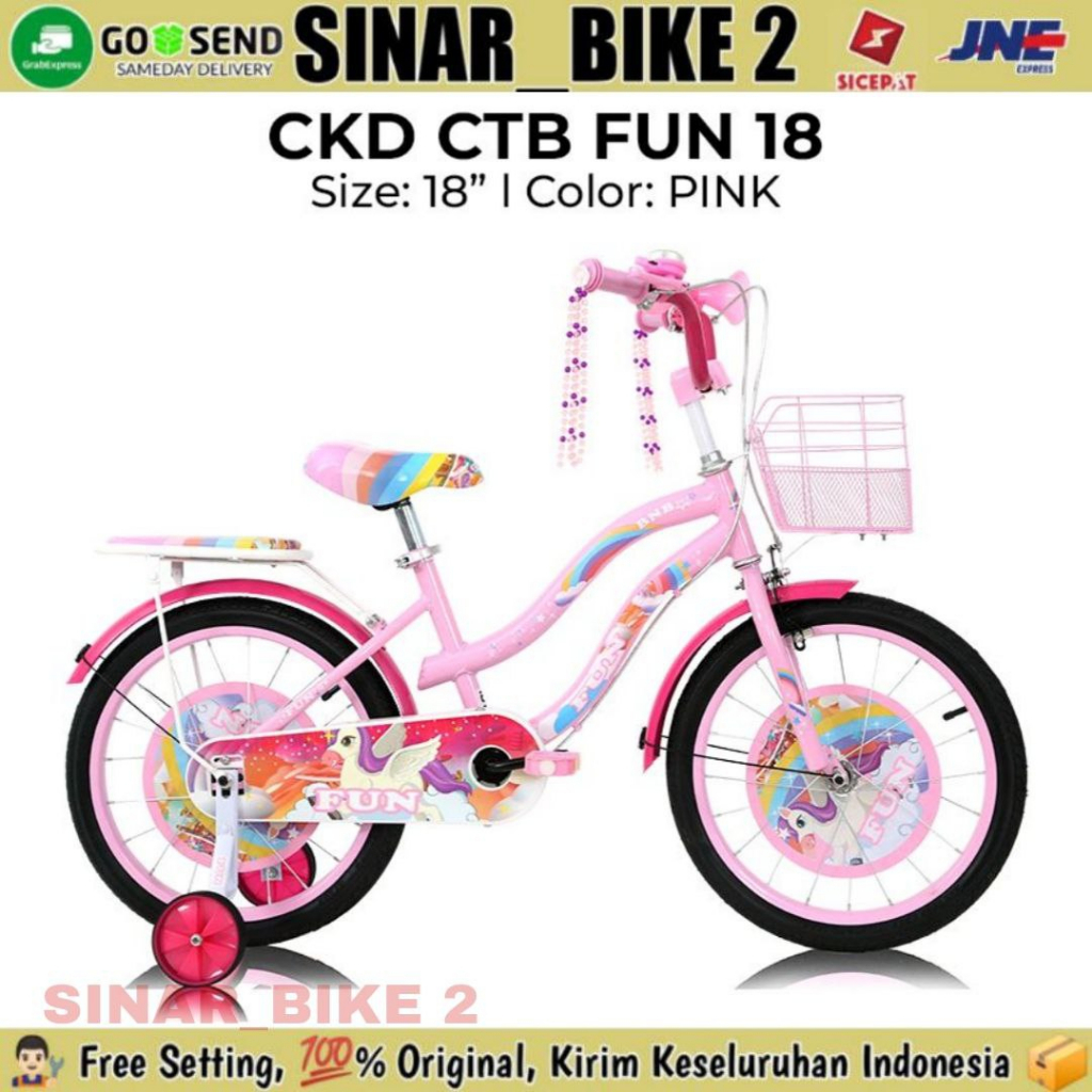 Sepeda Mini Anak Peremuan Ukuran 12 16 18 Inch City Bike CKD BNB FUN