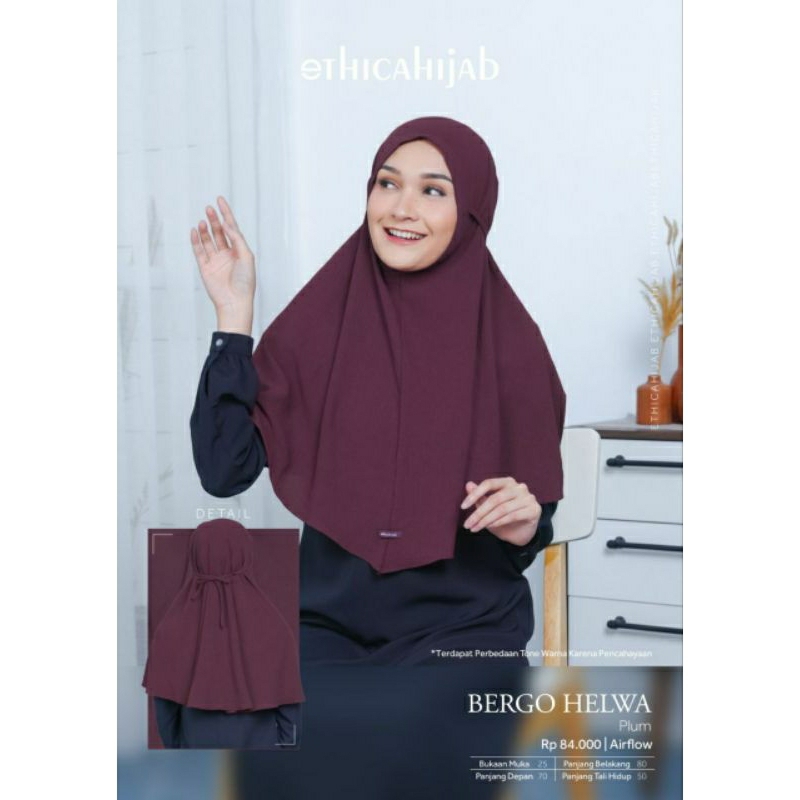 Ethica Hijab Kerudung Bergo Helwa (Black, Dark Navy, Macaroon, Plum, Simply Stone)