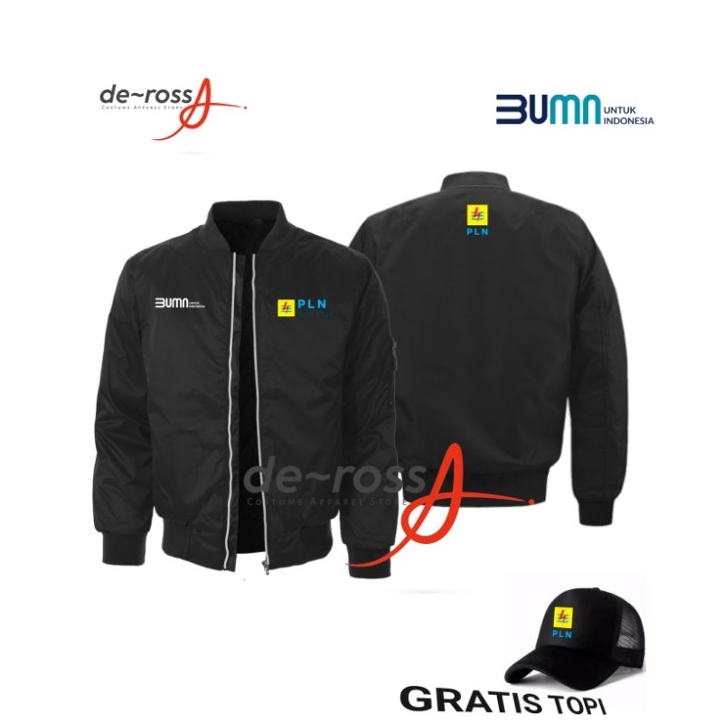 PLN Jaket seragam Jaket Bomber Logo PLN GERATIS topi