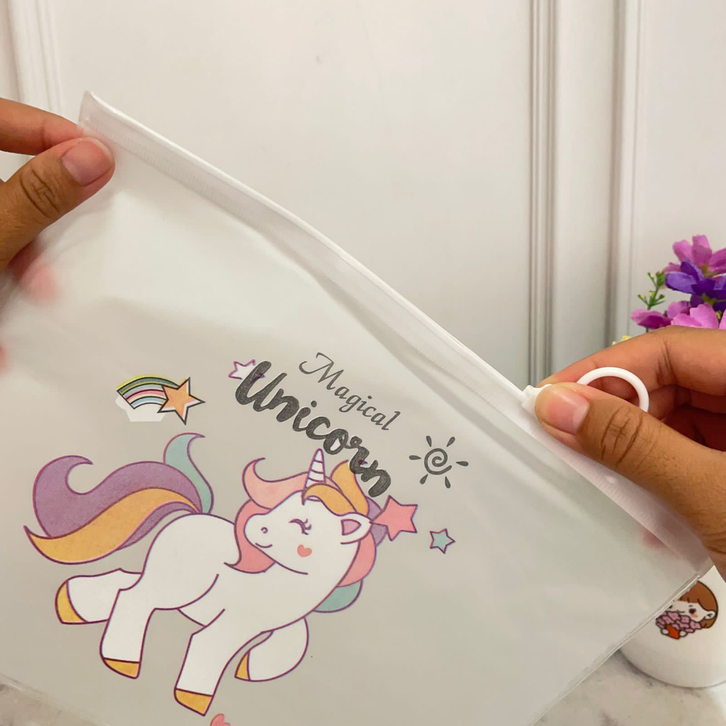 POUCH TRANSPARAN MODEL UNICORN IMUT LUCU HARGA TERMURAH IMPORT QUALITY TAS MAKEUP BENING UNIK MODEL KUDA PONI READY GROSIR COD