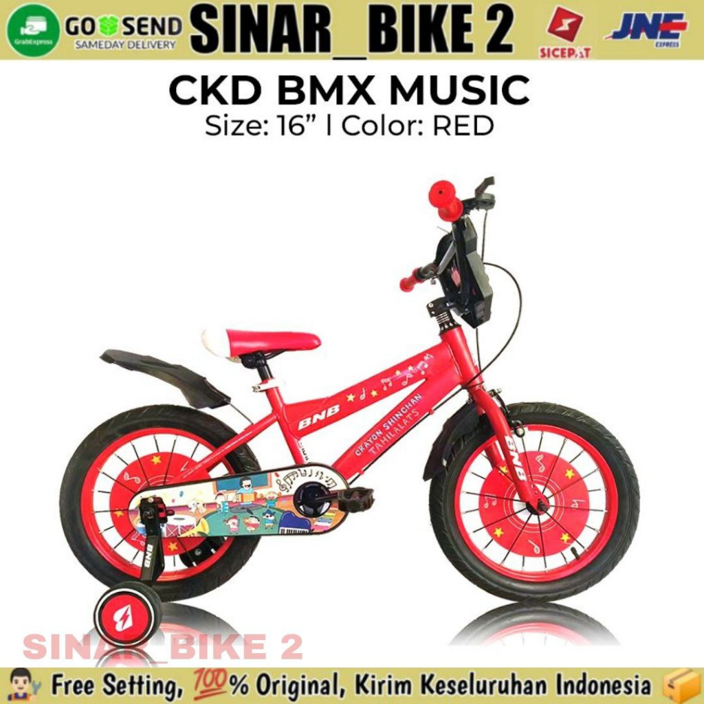 Sepeda Anak Laki BMX BNB CKD MUSIC Ukuran 12 &amp; 16 Inch