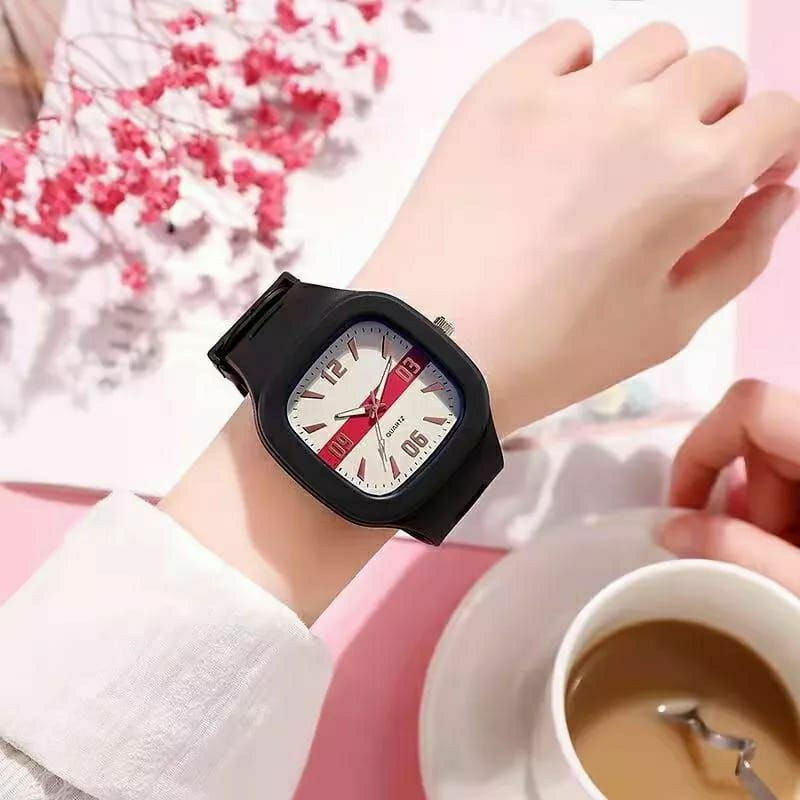 New Jam Tangan Pria Wanita Analog Rubber Strap Halus Functional Kasual Terlaris