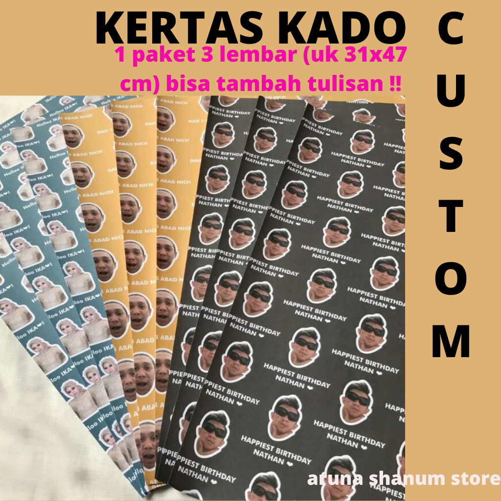 

PAKET MURAH 3 LEMBAR !! KERTAS KADO CUSTOM