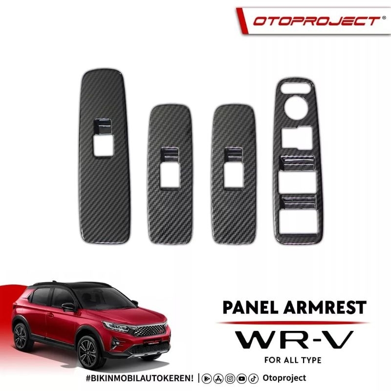 cover panel armrest sakral power window BRV &amp; WRV 2022 2023 hitam carbon wood