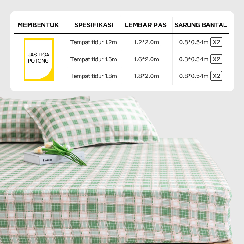 Sprei Aesthetic Motif Kotak-Kotak 180x200 Tempat Tidur Sprei Lembut Bahan Poliester Halus