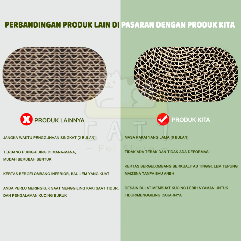 CAT7 Papan Garuk Kucing Mainan 30/40/50cm Cat Scratch Board Scratching Pads Posts Extra Tebal Garukan Hewan Peliharaan