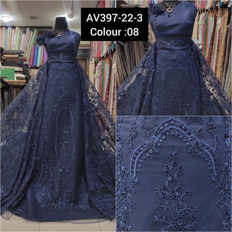 Kain Tile Bridal Etnik Payet Batu Akar Bridal AV397-22-3 Nevy