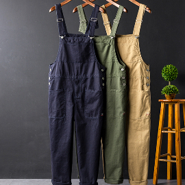 Overall Retro Jumpsuit Pria Dan Wanita Casual Bahan American Drill