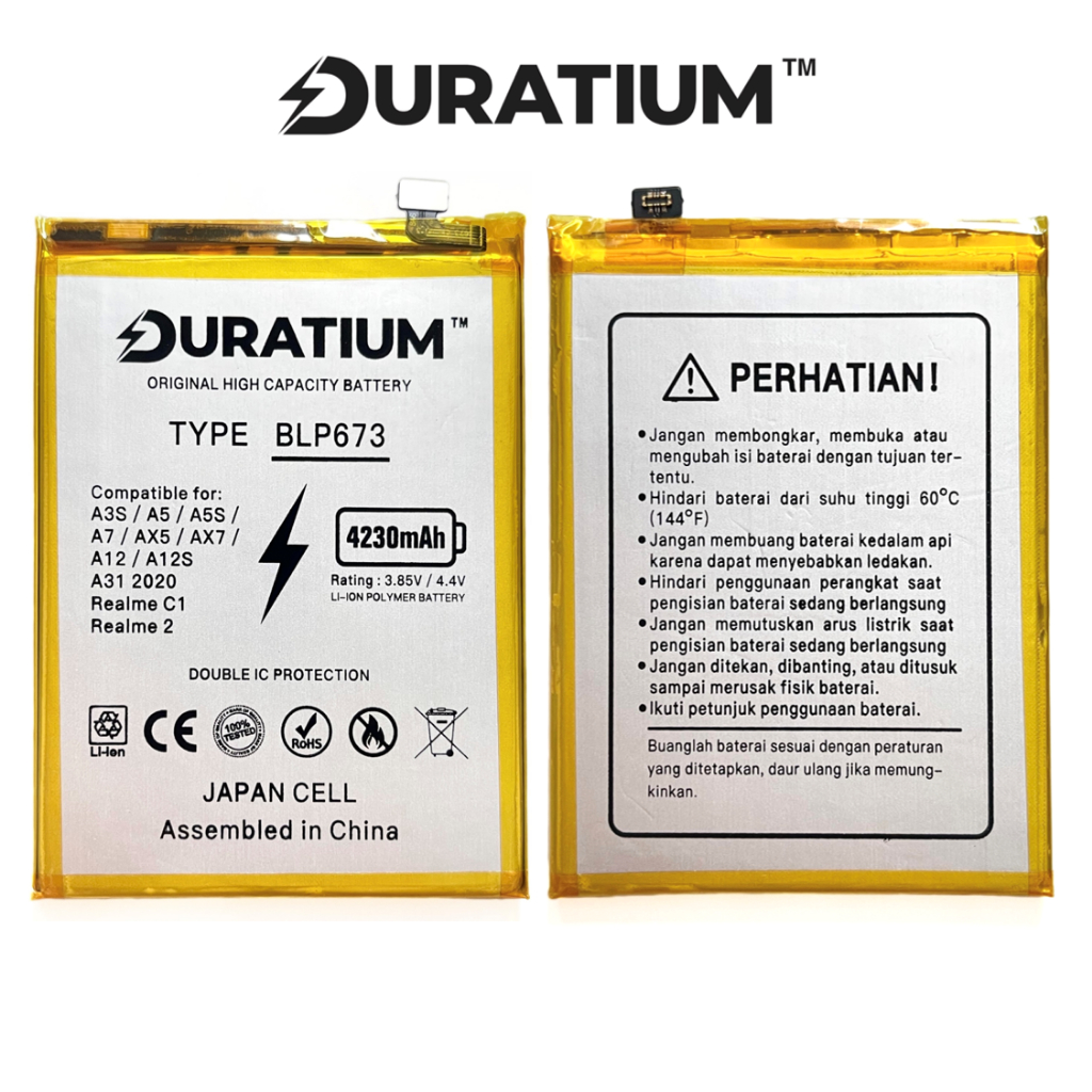 Baterai Duratium Oppo A3S A5S A7 A12 A11K A31 2020 Realme 2 Realme C1 BLP673 Original Batre Batere Baterei Battery HP Garansi Resmi