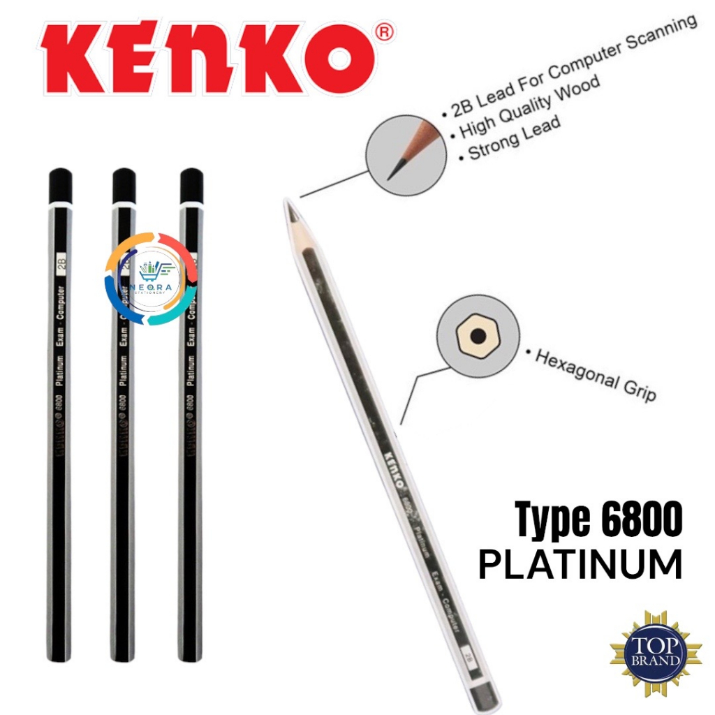 

[Eceran Pcs] Kenko Pensil Tulis 2B For Exam | Platinum 6800