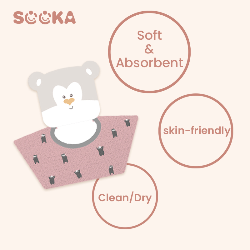 SOOKA Handuk Anak Bayi untuk Air Liur,  Lap Bayi berlapis kapas untuk Air Liur, Handuk Bayi Baru Lahir dengan bahan Benang Katun SK-ECA1128