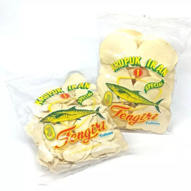 

Krupuk Tenggiri / Krupuk Tenggiri Cap Guci Toak / Kemasan250gr