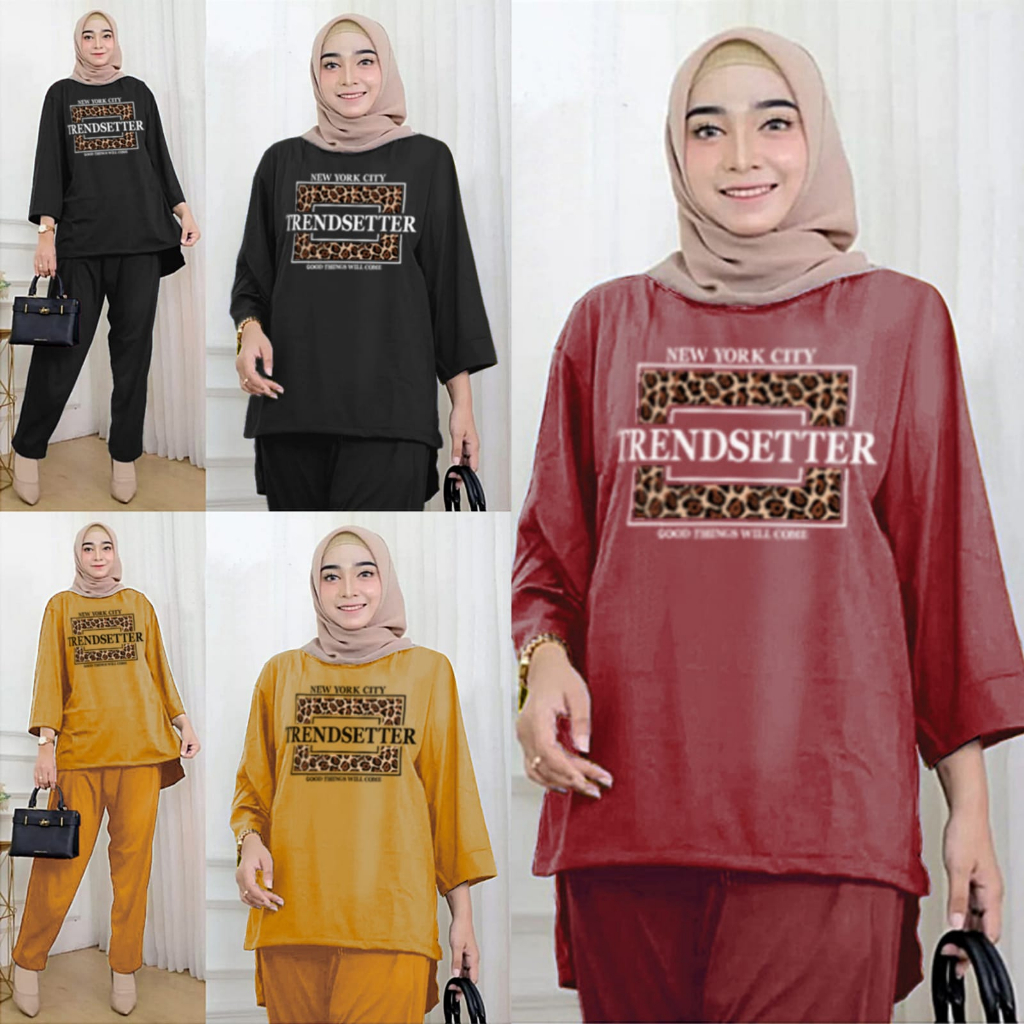 RILLO - ONESET WANITA OVERSIZE BABYTERRY TRENDSETTER ATASAN DAN CELANA / SETELAN TUNIK LD 120 CM