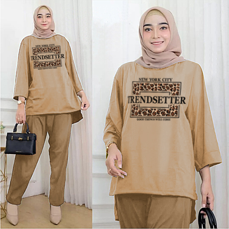 RILLO - ONESET WANITA OVERSIZE BABYTERRY TRENDSETTER ATASAN DAN CELANA / SETELAN TUNIK LD 120 CM