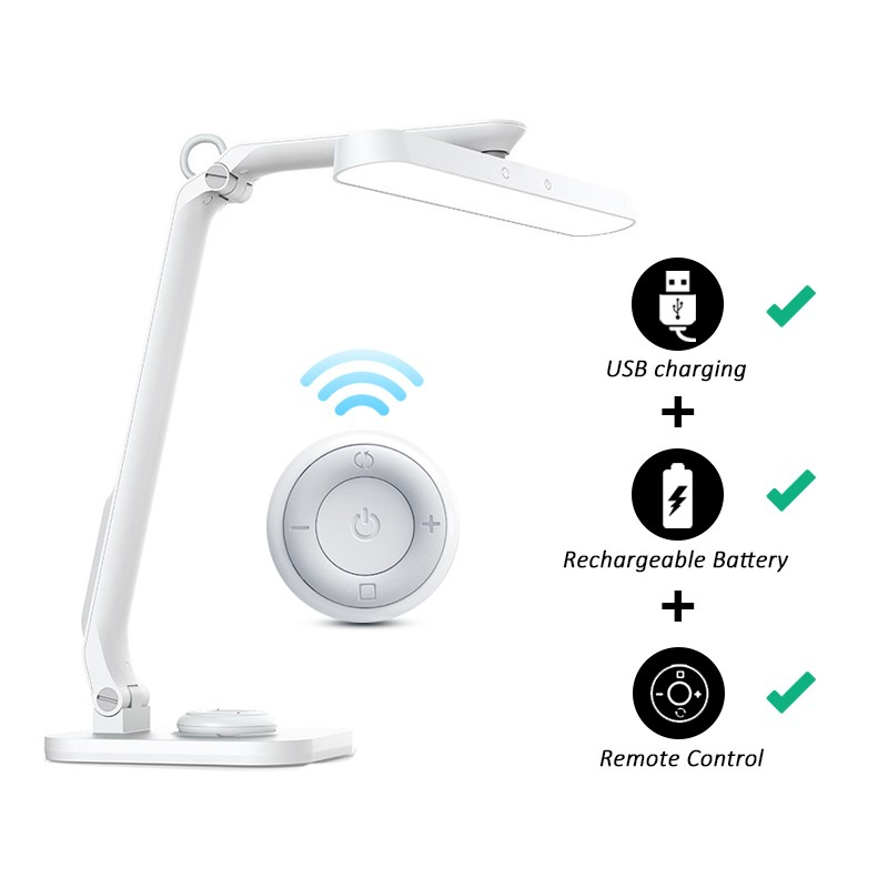 Triple W Lampu Meja Baca Kerja Lipat Belajar Kantor Folding LED USB Desk Lamp Remote Rechageable