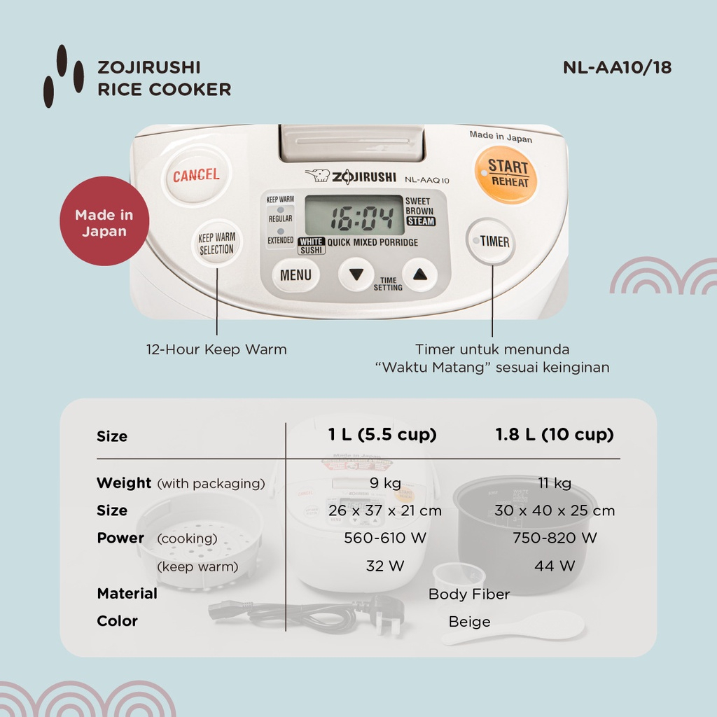 ZOJIRUSHI RICE COOKER NL-AAQ10 CA ZJ
