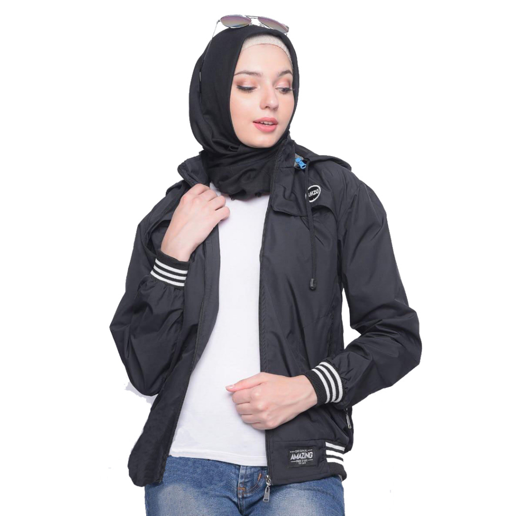 Justrue Jaket Wanita Polos Hitam