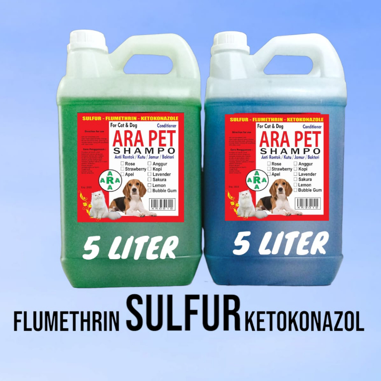 SHAMPO KUCING ANJING 5 LITER SAMPO SULFUR ANTI KUTU/JAMUR/SCABIES/BAKTERI/RONTOK