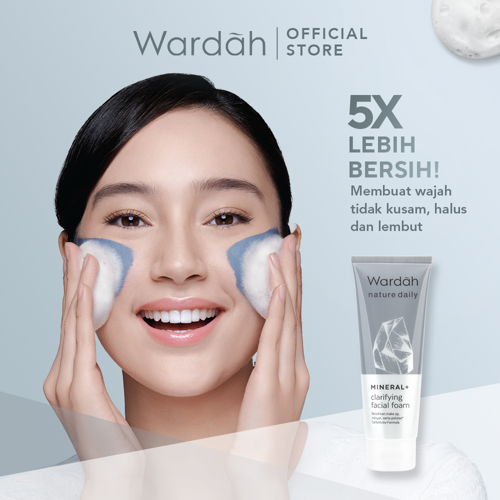 WARDAH Nature Daily Mineral+ Series Indonesia / Clarifying Facial Foam Clay Mask / Mineral CarboActiv / Cleanser Cleansing Sabun Pembersih Pencuci Masker Membersihkan Wajah / Debu Minyak / Skincare Face Care / Treatement Perawatan Muka / Toner Serum Cream