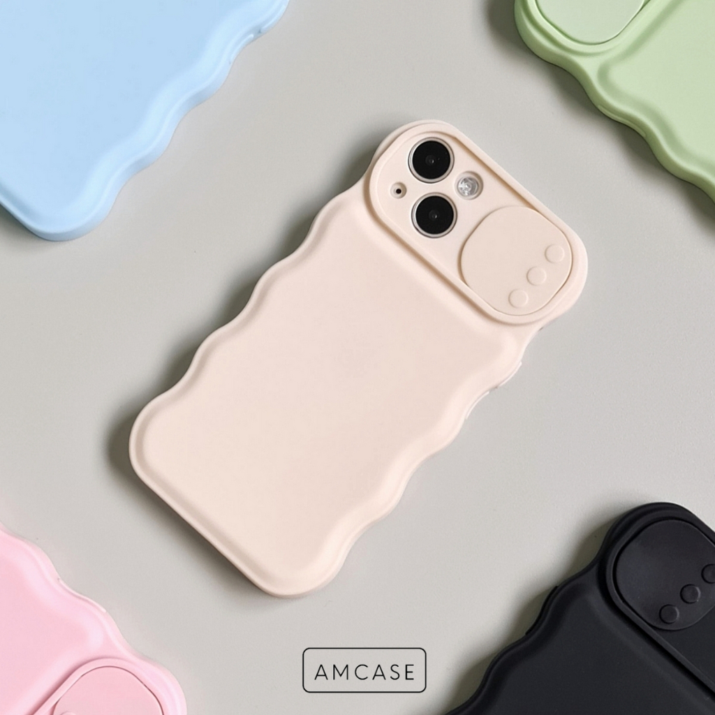 WSC - IPHONE X / XS / XR / 11 / 11 PRO / 11 PRO MAX / 12 / 12 PRO / 12 PRO MAX / 13 / 13 PRO / 13 PRO MAX / 14 / 14 PRO / 14 PRO MAX | WAVE sliding soft case gelombang berwarna-i pastel candy macaron