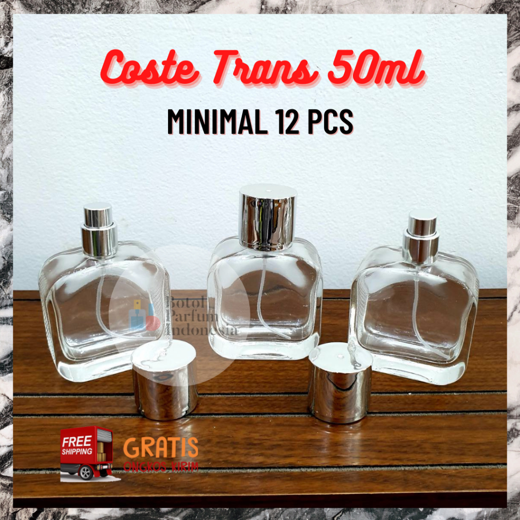 BOTOL PARFUM KOSONG SPRAY KACA 50 ML (COSTE TRANSPARAN 50 ML)