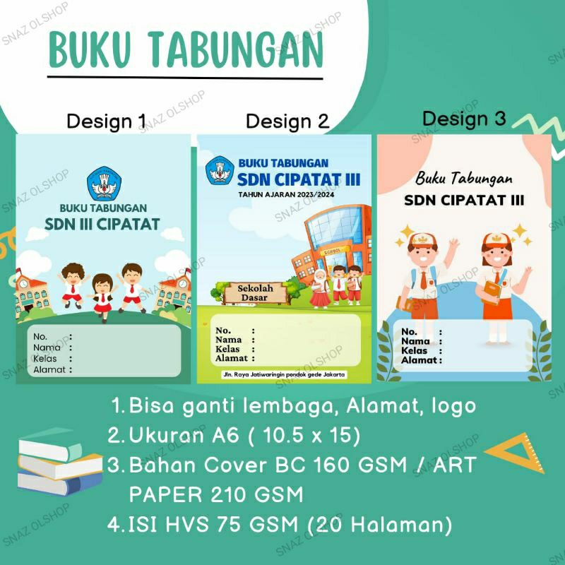 

BUKU TABUNGAN SD/MI CUSTOM MURAH FULL COLOR