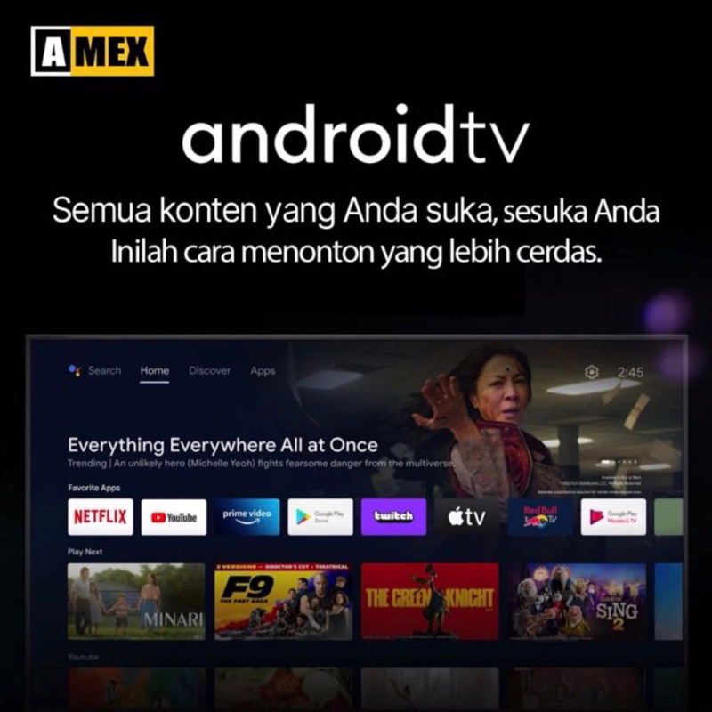 AMEX SMART LED TV Full HD 43 Inch - Televisi HDTV HDMI Android Netflix Youtube