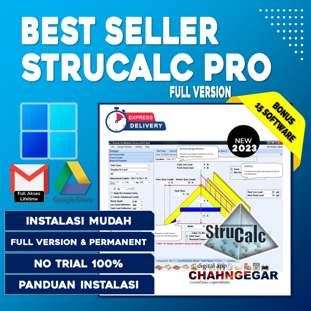 Software StruCalc 9 Full Version Lifetime Program untuk menganalisis struktur analisis dan desain balok