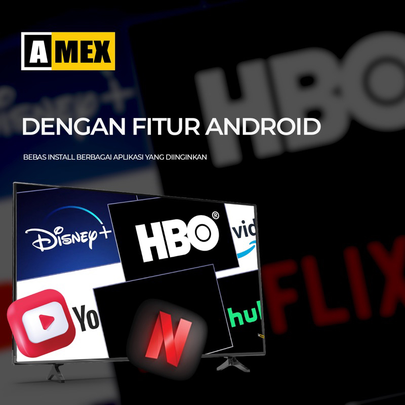 AMEX Led TV 55 Inch Full HD Smart TV Android 4K UHD - Televisi Android