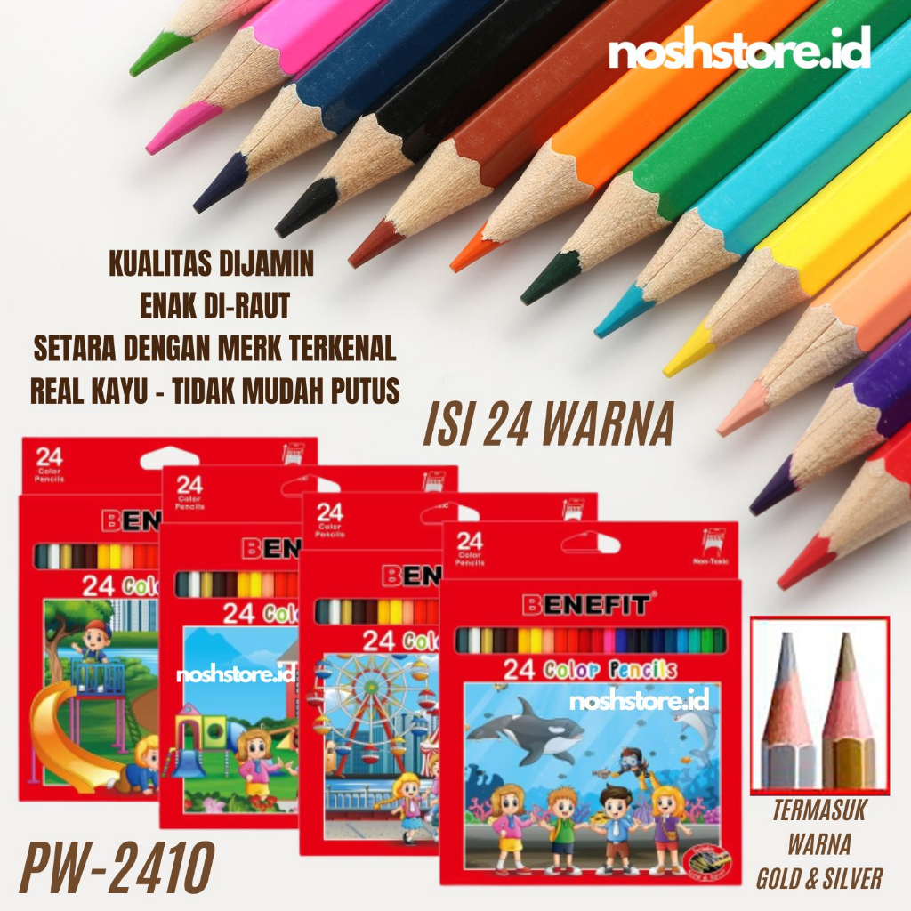 

PW2410 Pensil warna Benefit 24 Warna Panjang Benefit Warna Panjang Woodles ( 1 set ) Pensil 18Warna Panjang Mini Benefit / Color Pencil Paper Box Classic / Coloring Set Anak Anak