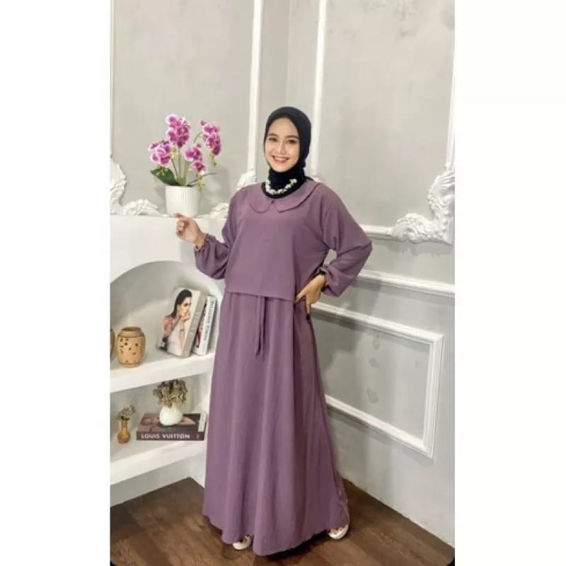 Gamis ZAFINA Bahan Crinkle Airflow Wanita Dewasa Remaja Kekinian Terbaru 2023 Modern Simple Elegan Viral Korean Style Elegan Murah Tapi Mewah