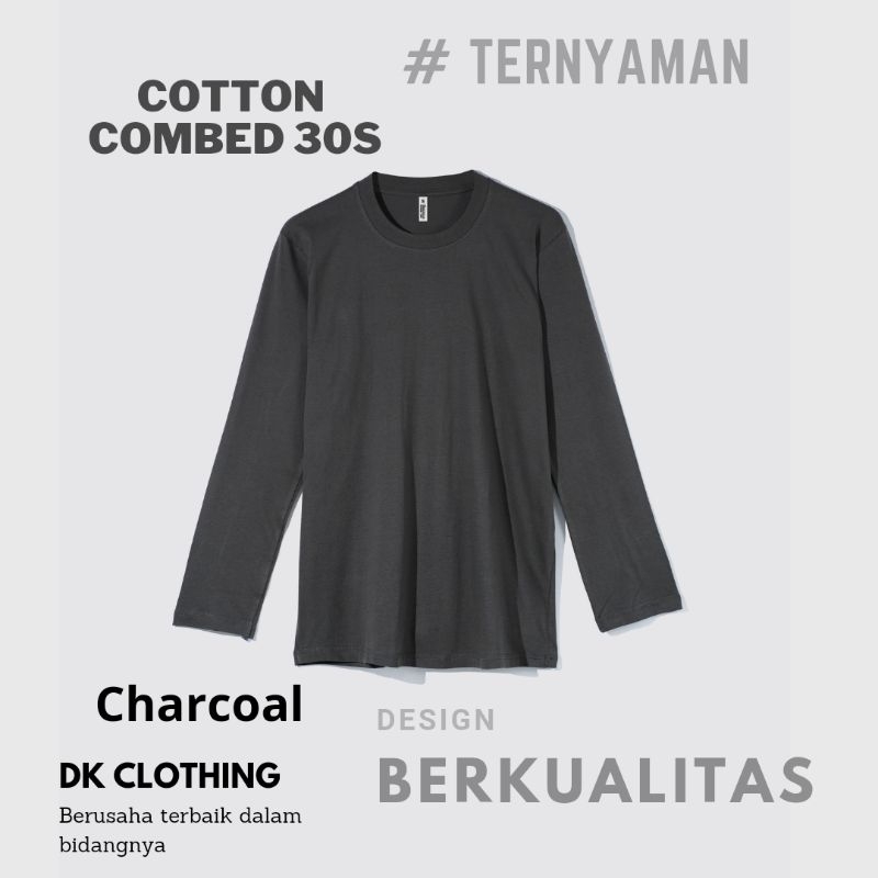 kaos lengan panjang premium cotton combed 30s