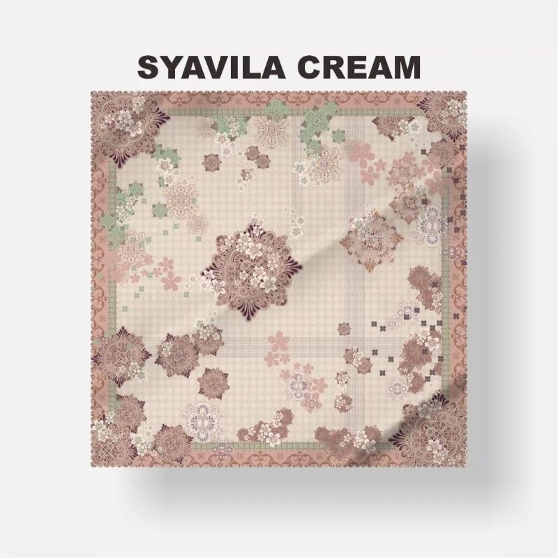 Syavila cream - Hijab custom nama logo brand sendiri bahan voal premium jilbab kerudung voal motif p